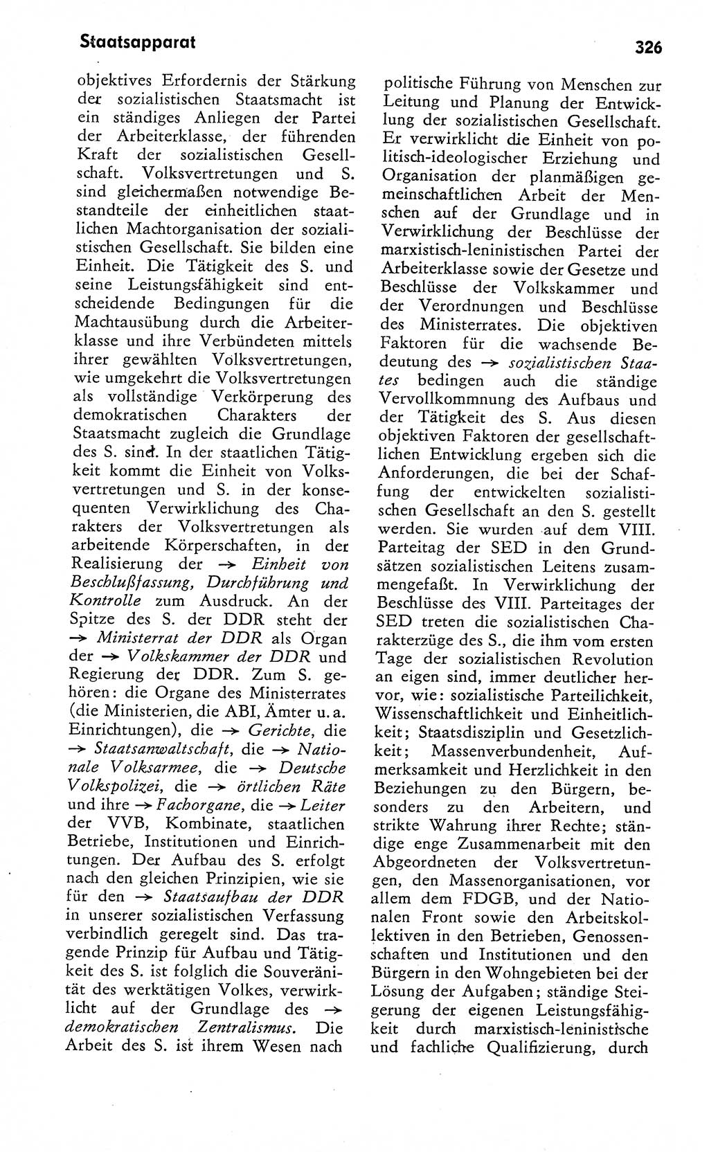 Wörterbuch zum sozialistischen Staat [Deutsche Demokratische Republik (DDR)] 1974, Seite 326 (Wb. soz. St. DDR 1974, S. 326)
