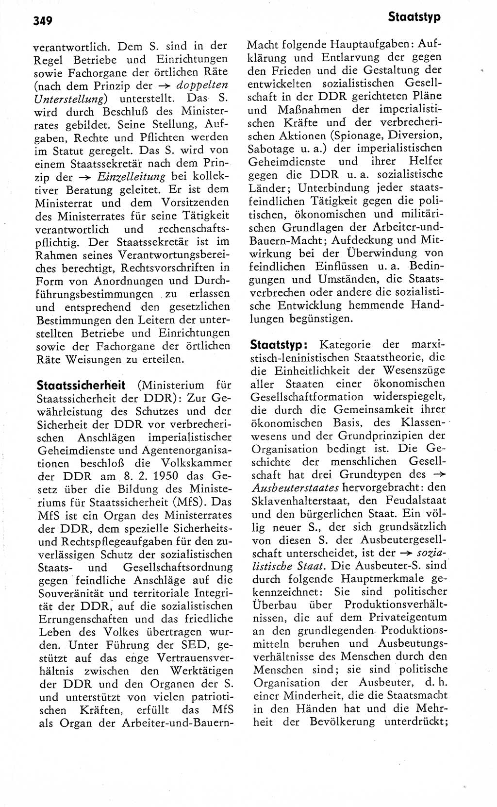 Wörterbuch zum sozialistischen Staat [Deutsche Demokratische Republik (DDR)] 1974, Seite 349 (Wb. soz. St. DDR 1974, S. 349)