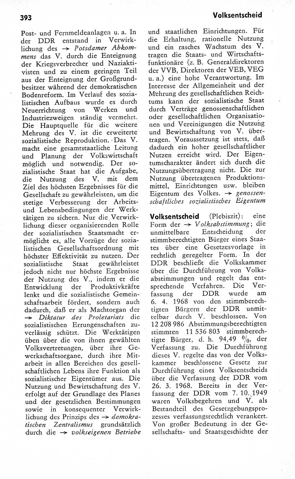 Wörterbuch zum sozialistischen Staat [Deutsche Demokratische Republik (DDR)] 1974, Seite 393 (Wb. soz. St. DDR 1974, S. 393)