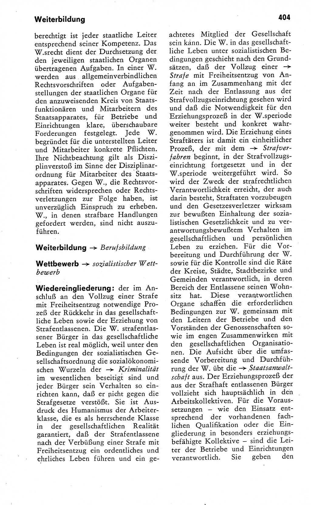 Wörterbuch zum sozialistischen Staat [Deutsche Demokratische Republik (DDR)] 1974, Seite 404 (Wb. soz. St. DDR 1974, S. 404)