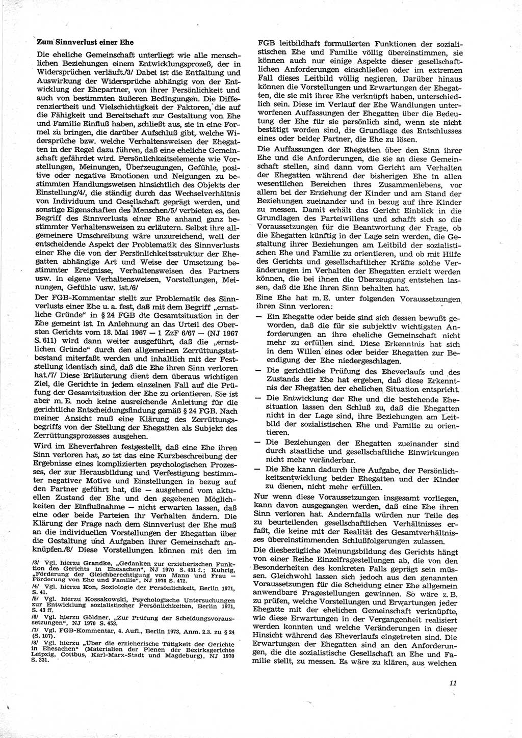 Neue Justiz (NJ), Zeitschrift für Recht und Rechtswissenschaft [Deutsche Demokratische Republik (DDR)], 28. Jahrgang 1974, Seite 11 (NJ DDR 1974, S. 11)