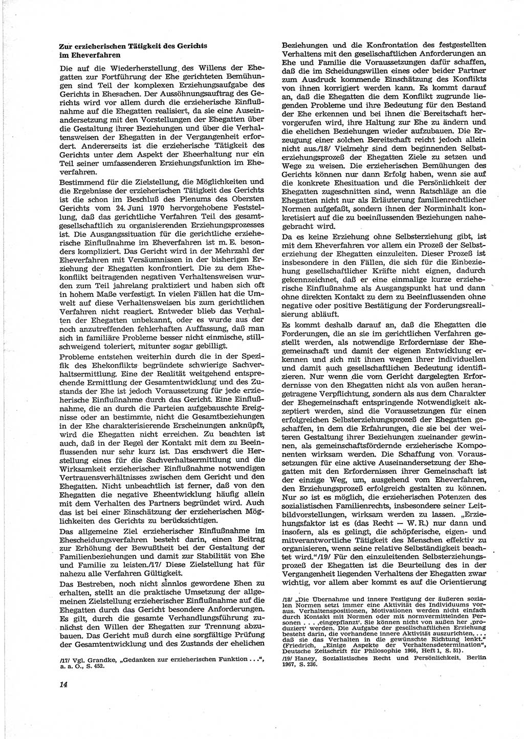 Neue Justiz (NJ), Zeitschrift für Recht und Rechtswissenschaft [Deutsche Demokratische Republik (DDR)], 28. Jahrgang 1974, Seite 14 (NJ DDR 1974, S. 14)