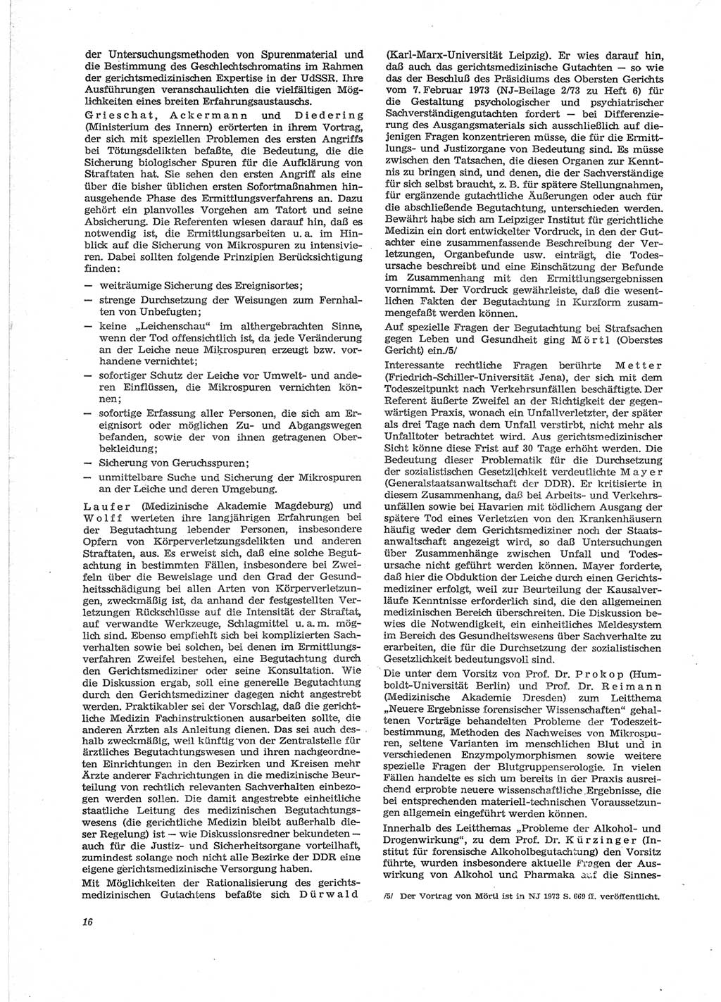 Neue Justiz (NJ), Zeitschrift für Recht und Rechtswissenschaft [Deutsche Demokratische Republik (DDR)], 28. Jahrgang 1974, Seite 16 (NJ DDR 1974, S. 16)