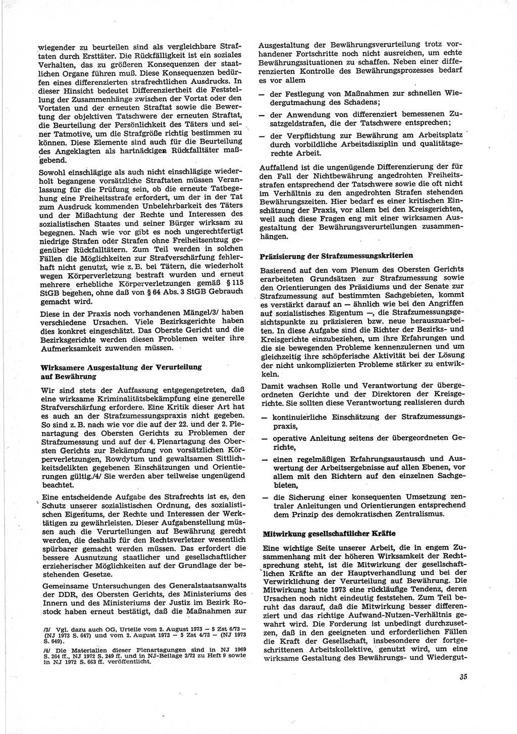 Neue Justiz (NJ), Zeitschrift für Recht und Rechtswissenschaft [Deutsche Demokratische Republik (DDR)], 28. Jahrgang 1974, Seite 35 (NJ DDR 1974, S. 35)