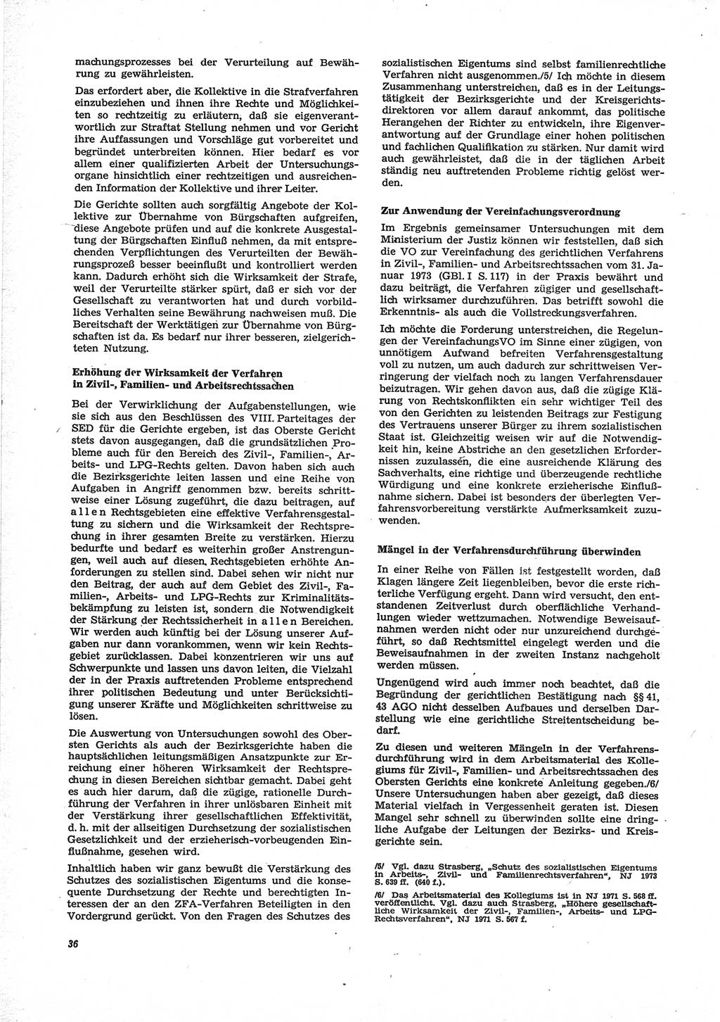 Neue Justiz (NJ), Zeitschrift für Recht und Rechtswissenschaft [Deutsche Demokratische Republik (DDR)], 28. Jahrgang 1974, Seite 36 (NJ DDR 1974, S. 36)