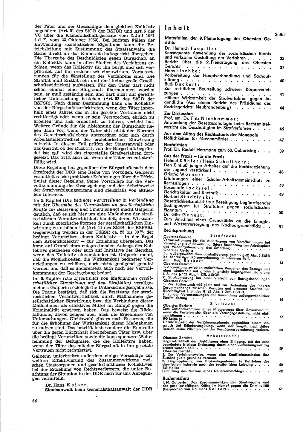 Neue Justiz (NJ), Zeitschrift für Recht und Rechtswissenschaft [Deutsche Demokratische Republik (DDR)], 28. Jahrgang 1974, Seite 64 (NJ DDR 1974, S. 64)