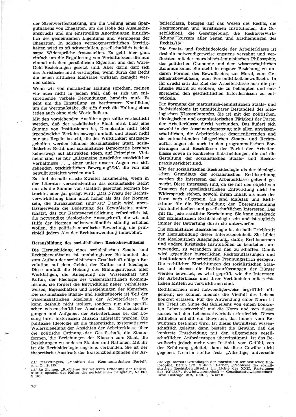 Neue Justiz (NJ), Zeitschrift für Recht und Rechtswissenschaft [Deutsche Demokratische Republik (DDR)], 28. Jahrgang 1974, Seite 70 (NJ DDR 1974, S. 70)
