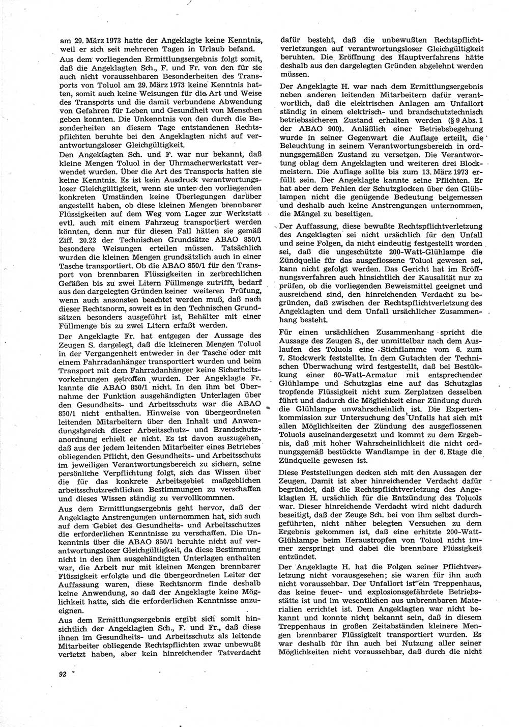 Neue Justiz (NJ), Zeitschrift für Recht und Rechtswissenschaft [Deutsche Demokratische Republik (DDR)], 28. Jahrgang 1974, Seite 92 (NJ DDR 1974, S. 92)