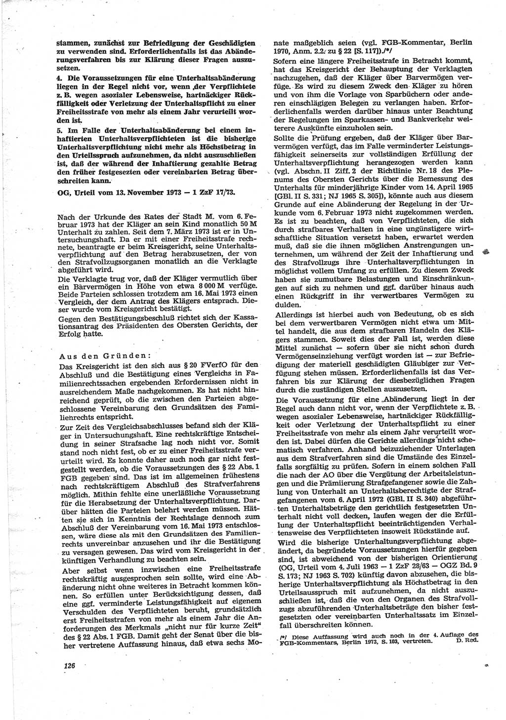 Neue Justiz (NJ), Zeitschrift für Recht und Rechtswissenschaft [Deutsche Demokratische Republik (DDR)], 28. Jahrgang 1974, Seite 126 (NJ DDR 1974, S. 126)