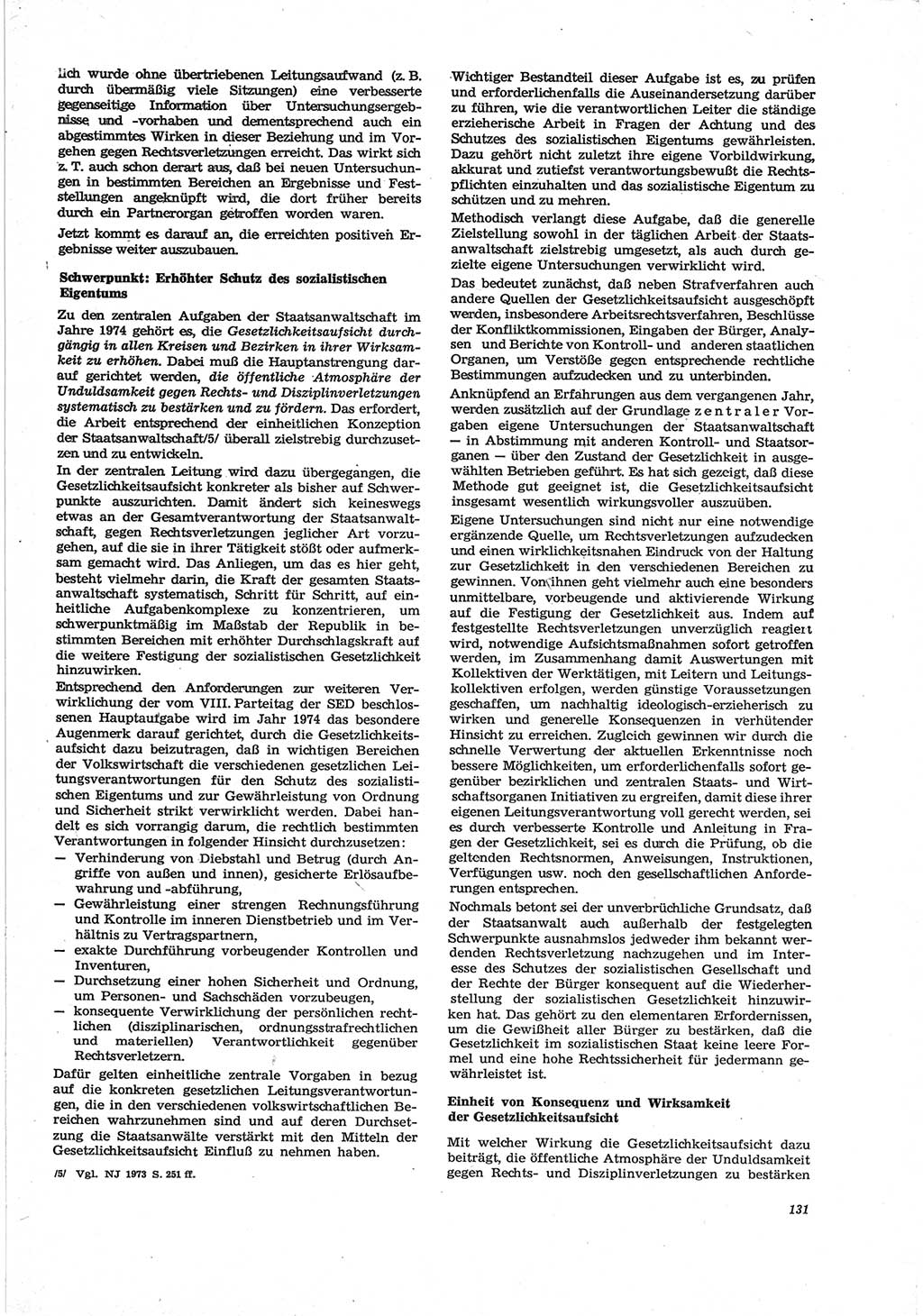 Neue Justiz (NJ), Zeitschrift für Recht und Rechtswissenschaft [Deutsche Demokratische Republik (DDR)], 28. Jahrgang 1974, Seite 131 (NJ DDR 1974, S. 131)