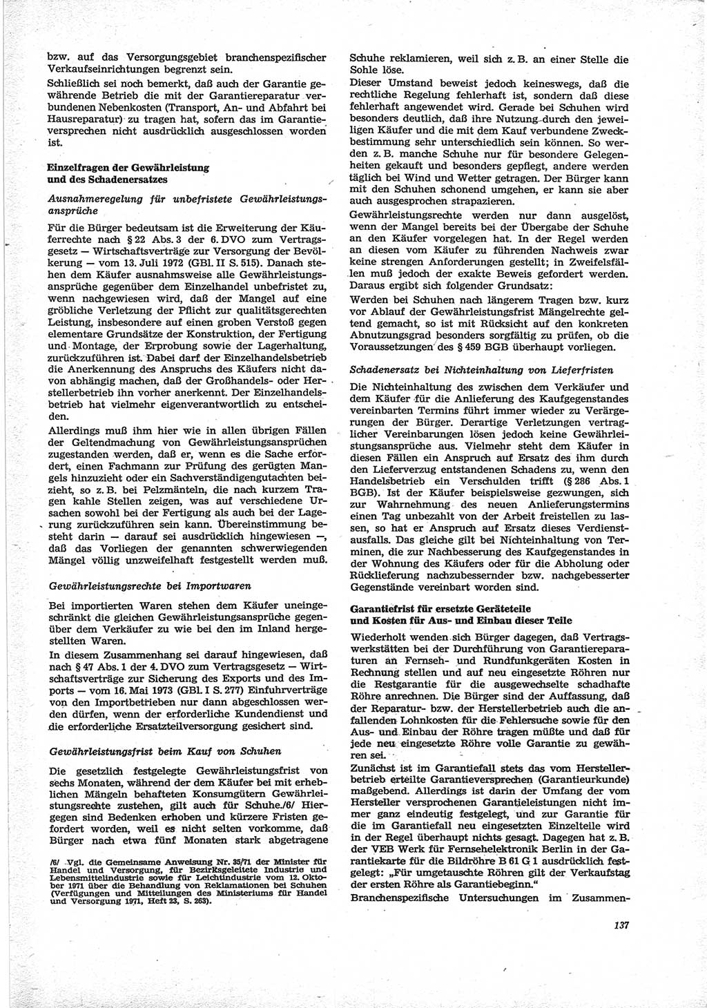 Neue Justiz (NJ), Zeitschrift für Recht und Rechtswissenschaft [Deutsche Demokratische Republik (DDR)], 28. Jahrgang 1974, Seite 137 (NJ DDR 1974, S. 137)