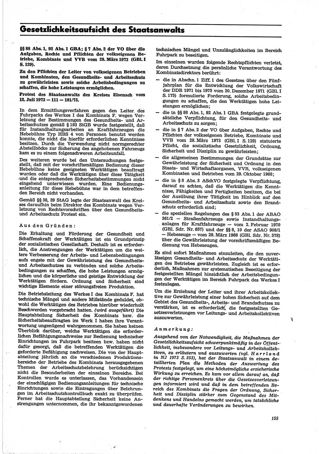 Neue Justiz (NJ), Zeitschrift für Recht und Rechtswissenschaft [Deutsche Demokratische Republik (DDR)], 28. Jahrgang 1974, Seite 155 (NJ DDR 1974, S. 155)