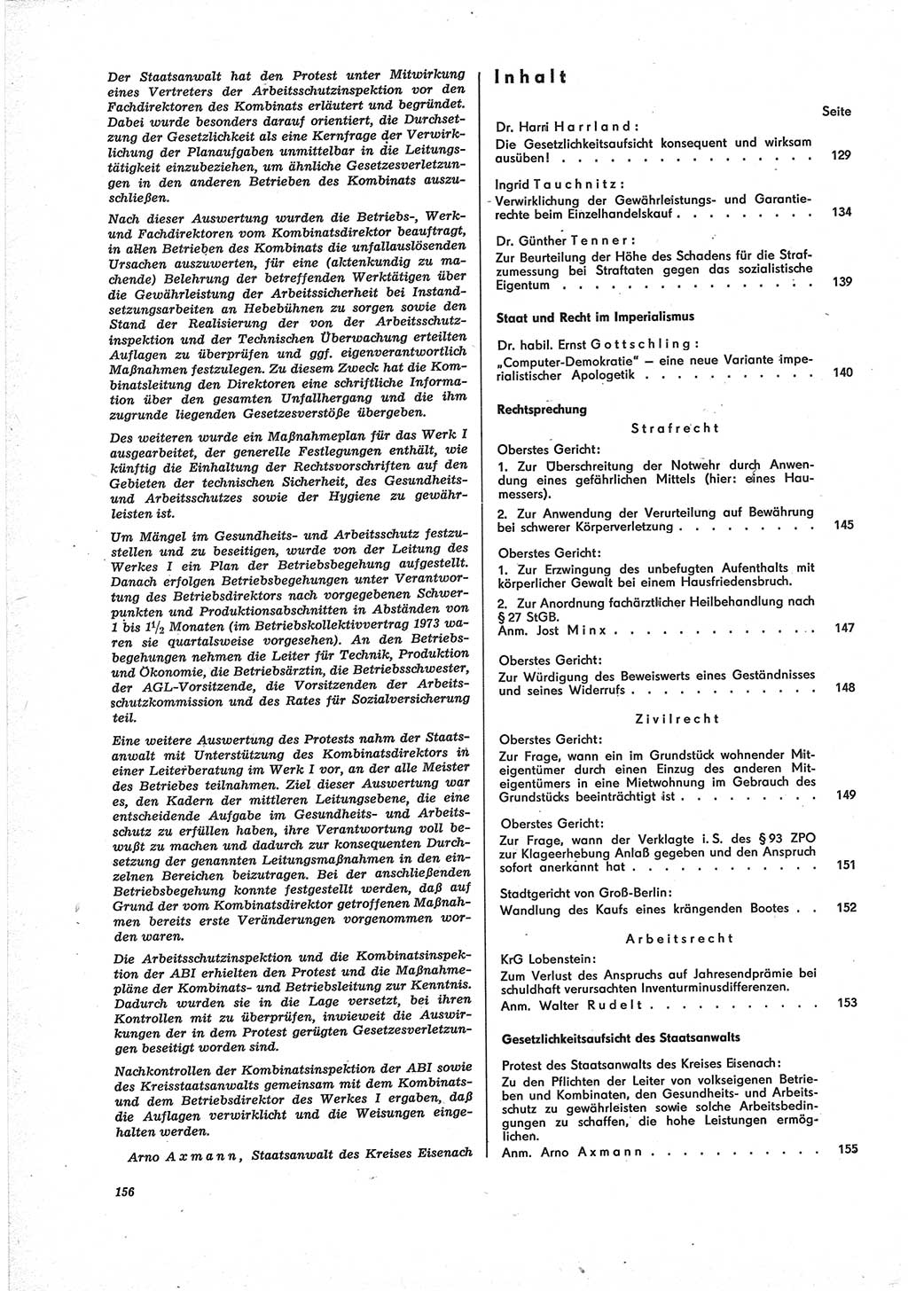 Neue Justiz (NJ), Zeitschrift für Recht und Rechtswissenschaft [Deutsche Demokratische Republik (DDR)], 28. Jahrgang 1974, Seite 156 (NJ DDR 1974, S. 156)