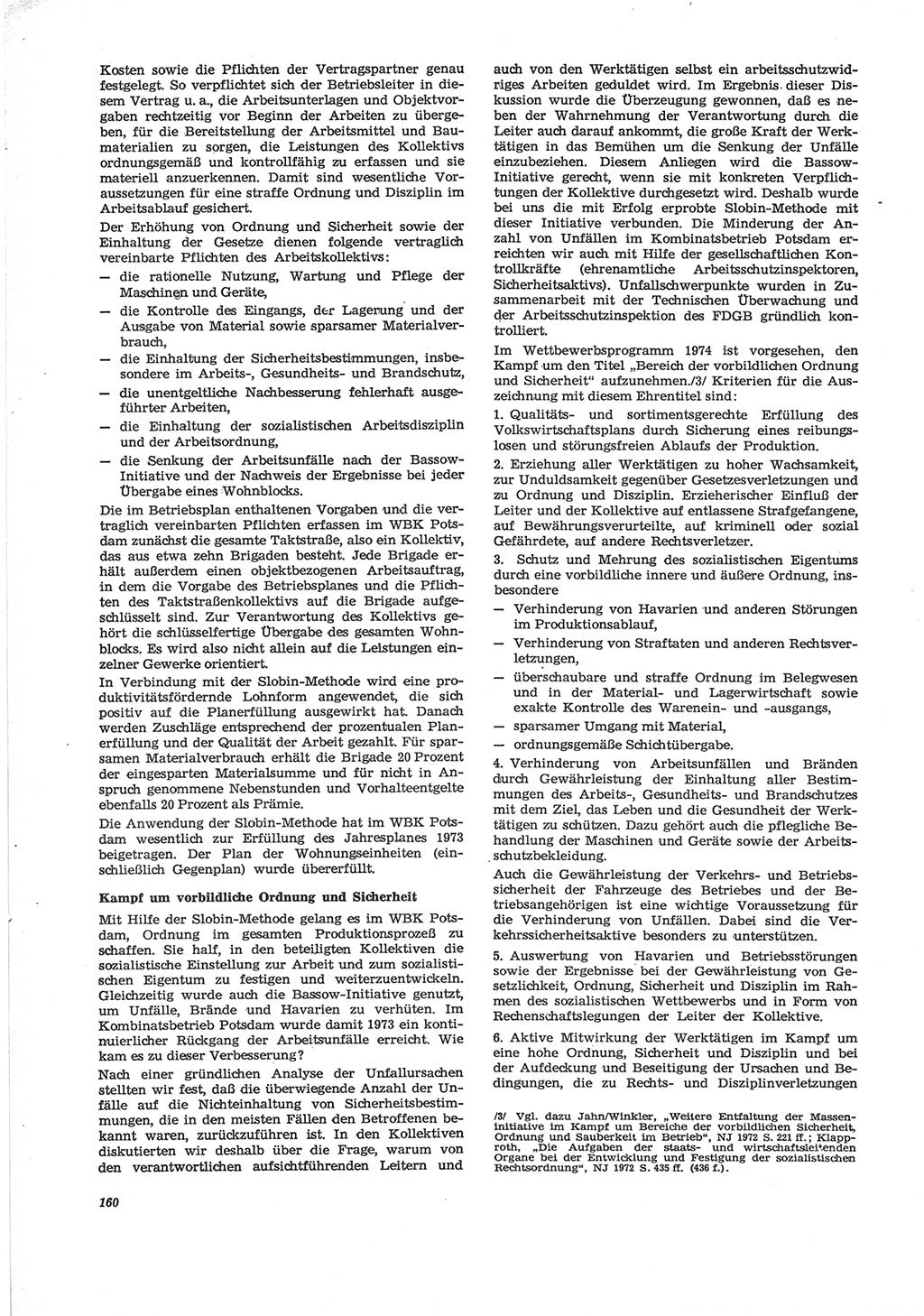 Neue Justiz (NJ), Zeitschrift für Recht und Rechtswissenschaft [Deutsche Demokratische Republik (DDR)], 28. Jahrgang 1974, Seite 160 (NJ DDR 1974, S. 160)