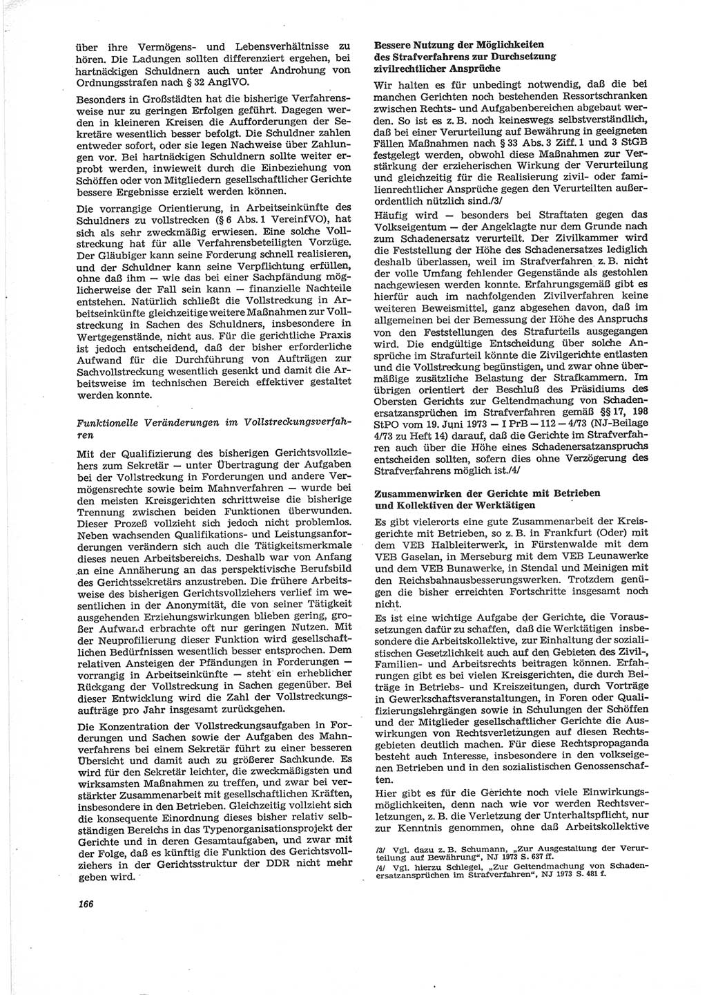 Neue Justiz (NJ), Zeitschrift für Recht und Rechtswissenschaft [Deutsche Demokratische Republik (DDR)], 28. Jahrgang 1974, Seite 166 (NJ DDR 1974, S. 166)