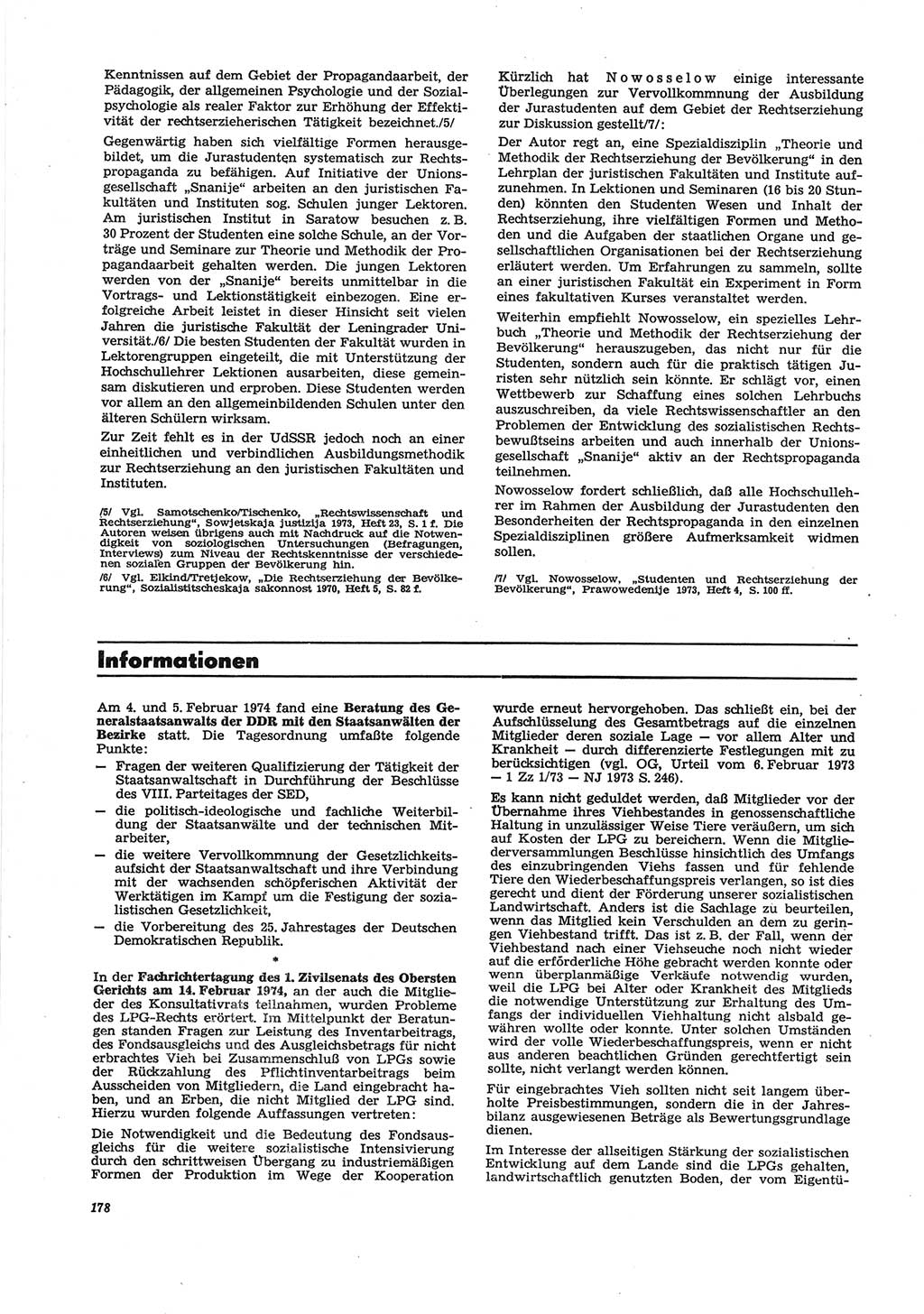 Neue Justiz (NJ), Zeitschrift für Recht und Rechtswissenschaft [Deutsche Demokratische Republik (DDR)], 28. Jahrgang 1974, Seite 178 (NJ DDR 1974, S. 178)