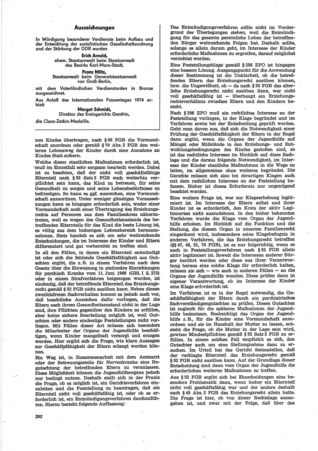 Neue Justiz (NJ), Zeitschrift für Recht und Rechtswissenschaft [Deutsche Demokratische Republik (DDR)], 28. Jahrgang 1974, Seite 202 (NJ DDR 1974, S. 202)