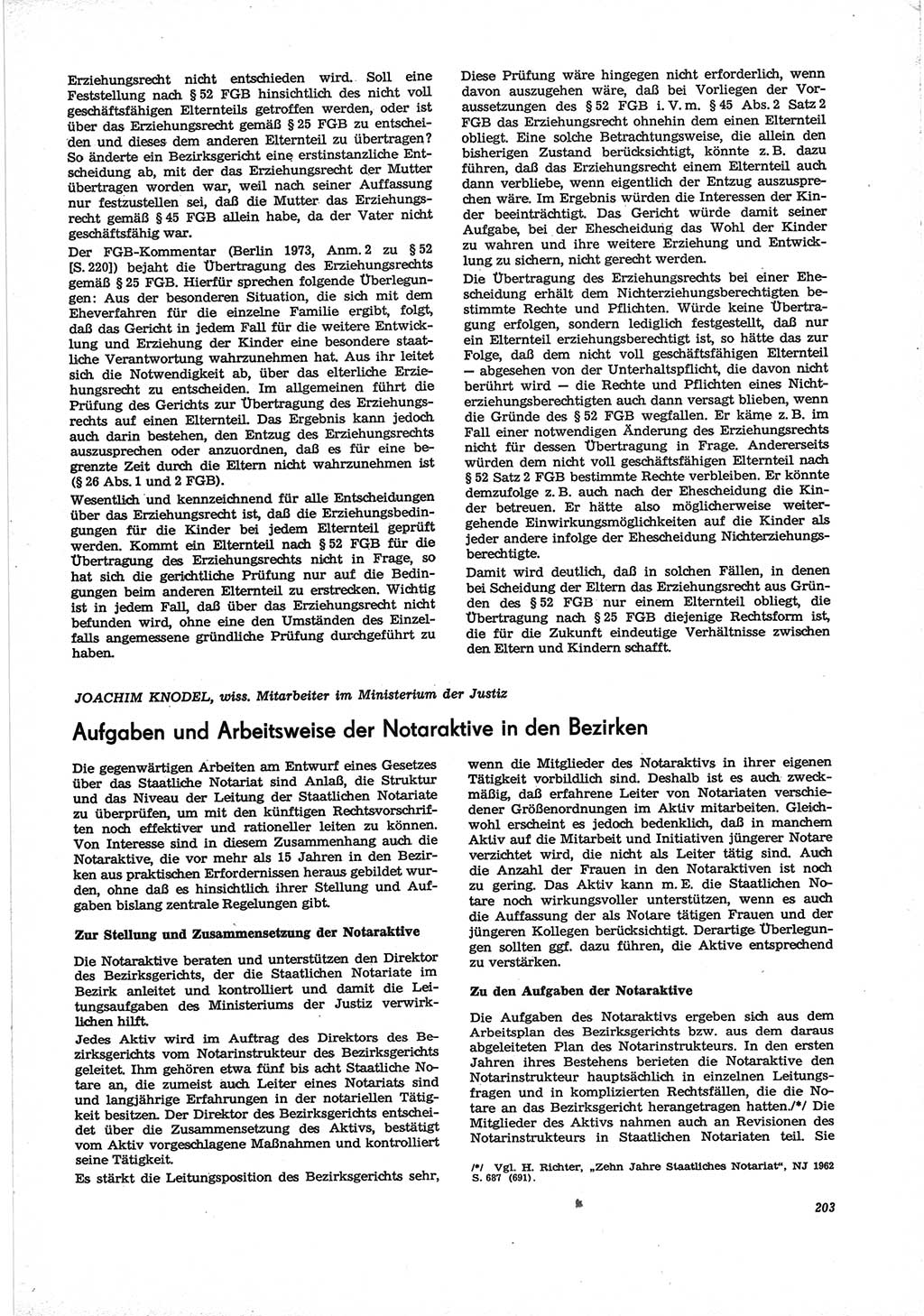 Neue Justiz (NJ), Zeitschrift für Recht und Rechtswissenschaft [Deutsche Demokratische Republik (DDR)], 28. Jahrgang 1974, Seite 203 (NJ DDR 1974, S. 203)