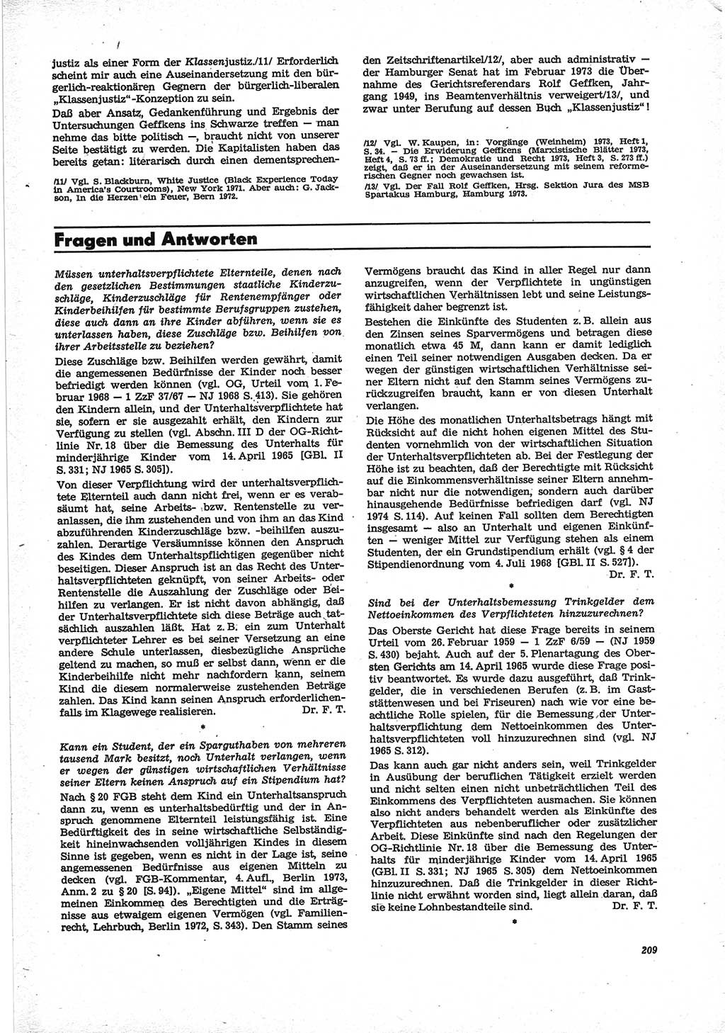 Neue Justiz (NJ), Zeitschrift für Recht und Rechtswissenschaft [Deutsche Demokratische Republik (DDR)], 28. Jahrgang 1974, Seite 209 (NJ DDR 1974, S. 209)