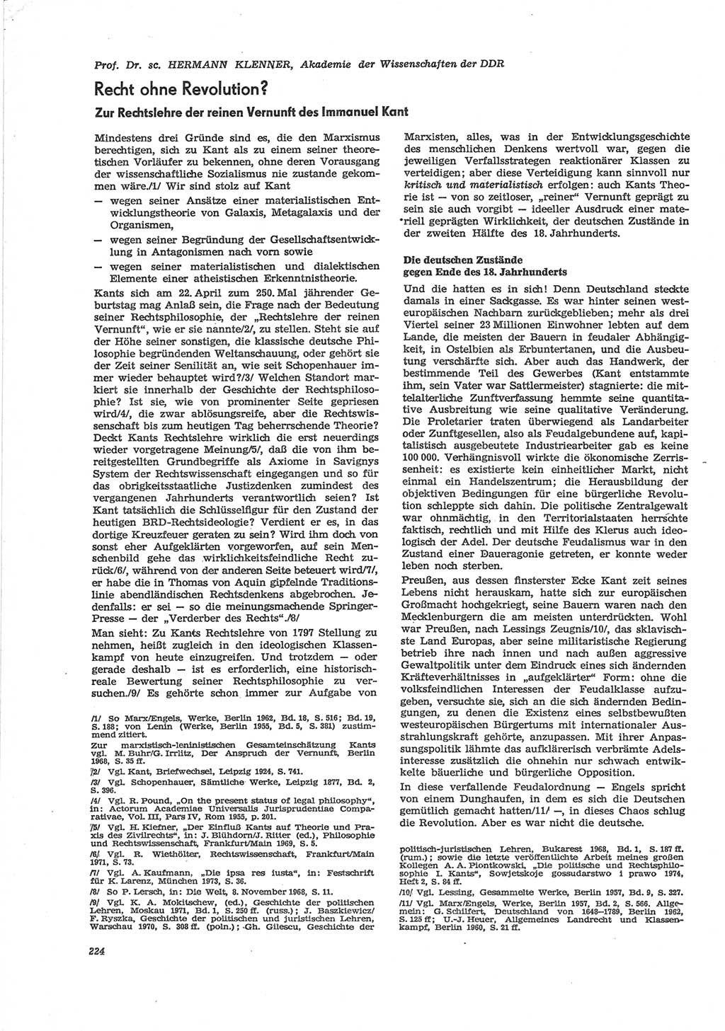 Neue Justiz (NJ), Zeitschrift für Recht und Rechtswissenschaft [Deutsche Demokratische Republik (DDR)], 28. Jahrgang 1974, Seite 224 (NJ DDR 1974, S. 224)