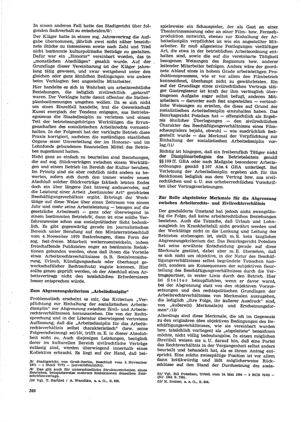 Neue Justiz (NJ), Zeitschrift für Recht und Rechtswissenschaft [Deutsche Demokratische Republik (DDR)], 28. Jahrgang 1974, Seite 266 (NJ DDR 1974, S. 266)