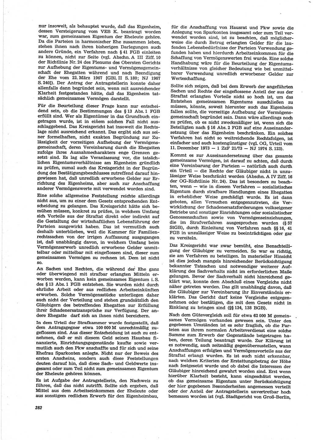 Neue Justiz (NJ), Zeitschrift für Recht und Rechtswissenschaft [Deutsche Demokratische Republik (DDR)], 28. Jahrgang 1974, Seite 282 (NJ DDR 1974, S. 282)