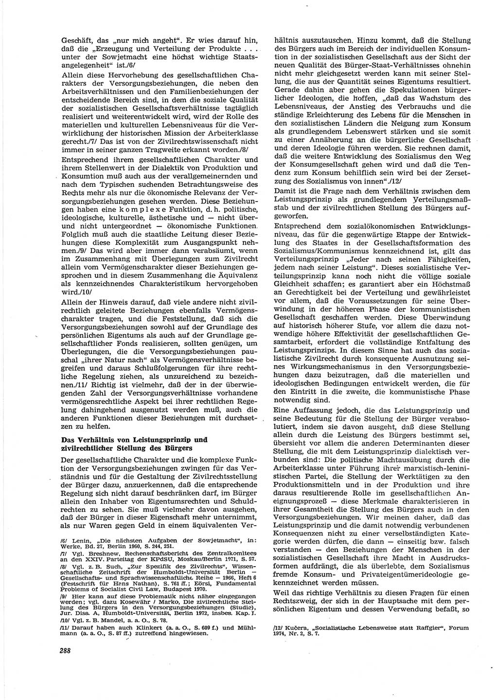 Neue Justiz (NJ), Zeitschrift für Recht und Rechtswissenschaft [Deutsche Demokratische Republik (DDR)], 28. Jahrgang 1974, Seite 288 (NJ DDR 1974, S. 288)