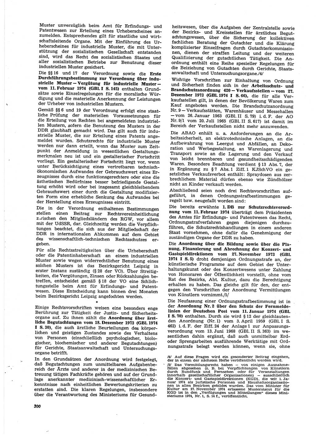 Neue Justiz (NJ), Zeitschrift für Recht und Rechtswissenschaft [Deutsche Demokratische Republik (DDR)], 28. Jahrgang 1974, Seite 300 (NJ DDR 1974, S. 300)