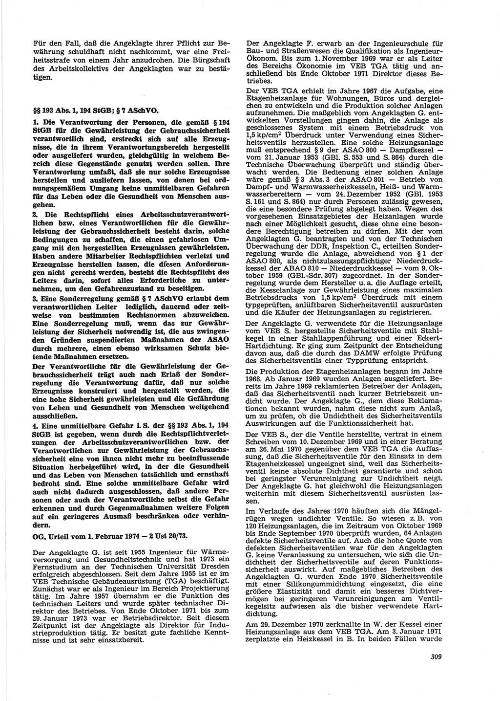 Neue Justiz (NJ), Zeitschrift für Recht und Rechtswissenschaft [Deutsche Demokratische Republik (DDR)], 28. Jahrgang 1974, Seite 309 (NJ DDR 1974, S. 309)