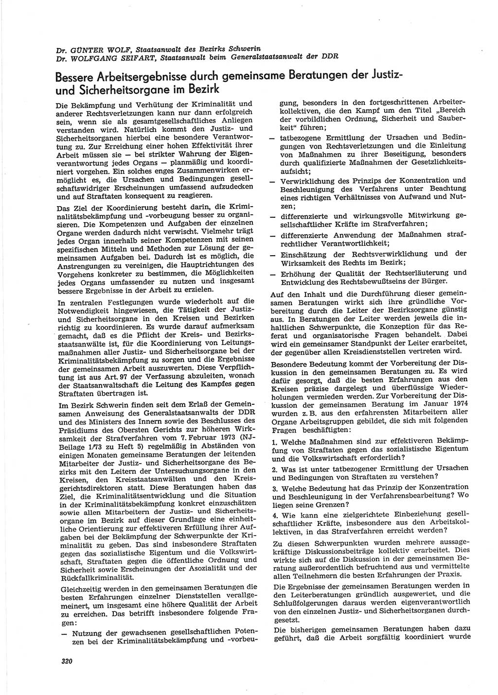 Neue Justiz (NJ), Zeitschrift für Recht und Rechtswissenschaft [Deutsche Demokratische Republik (DDR)], 28. Jahrgang 1974, Seite 320 (NJ DDR 1974, S. 320)