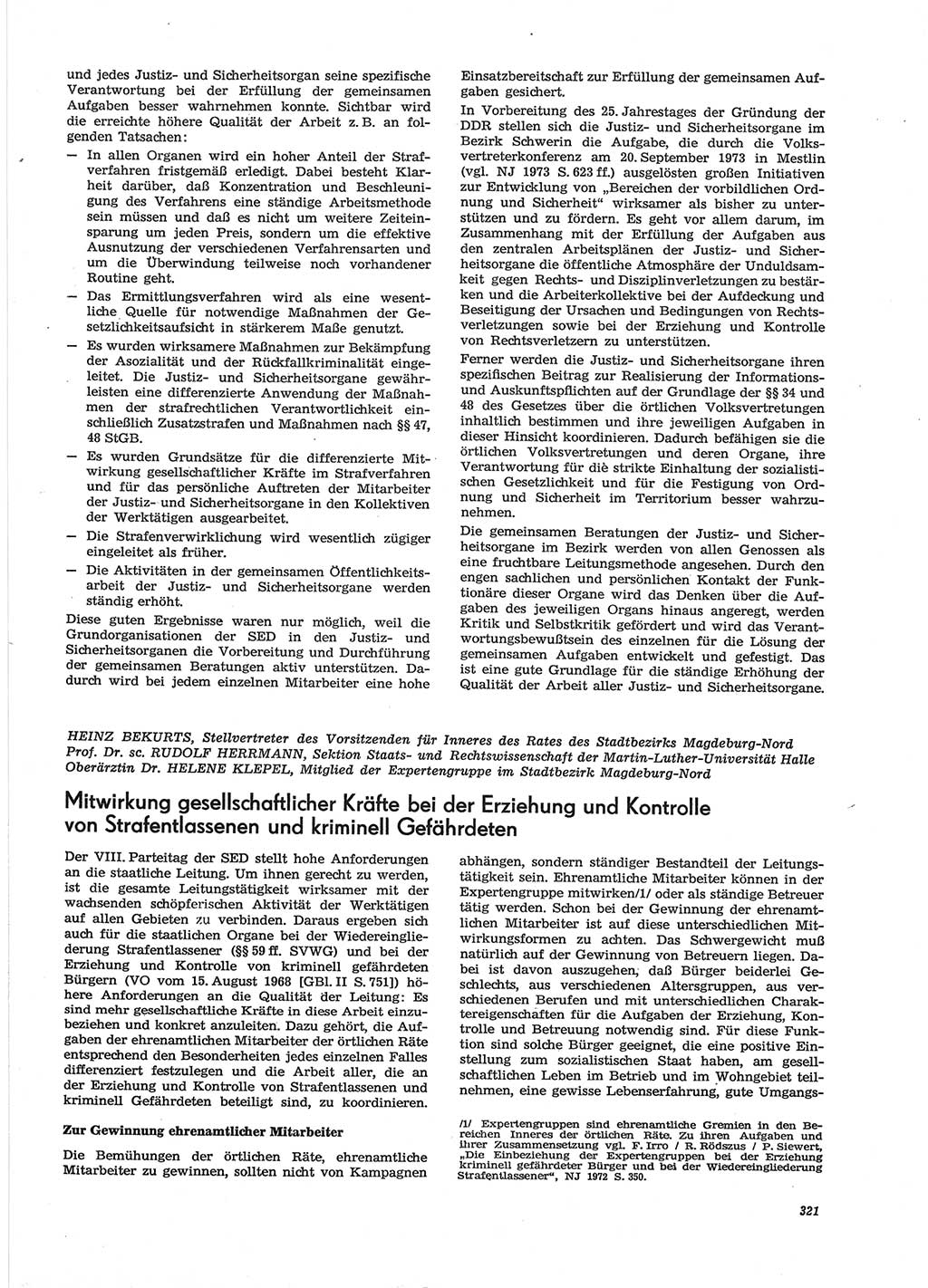 Neue Justiz (NJ), Zeitschrift für Recht und Rechtswissenschaft [Deutsche Demokratische Republik (DDR)], 28. Jahrgang 1974, Seite 321 (NJ DDR 1974, S. 321)