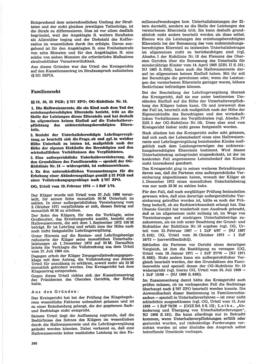 Neue Justiz (NJ), Zeitschrift für Recht und Rechtswissenschaft [Deutsche Demokratische Republik (DDR)], 28. Jahrgang 1974, Seite 340 (NJ DDR 1974, S. 340)
