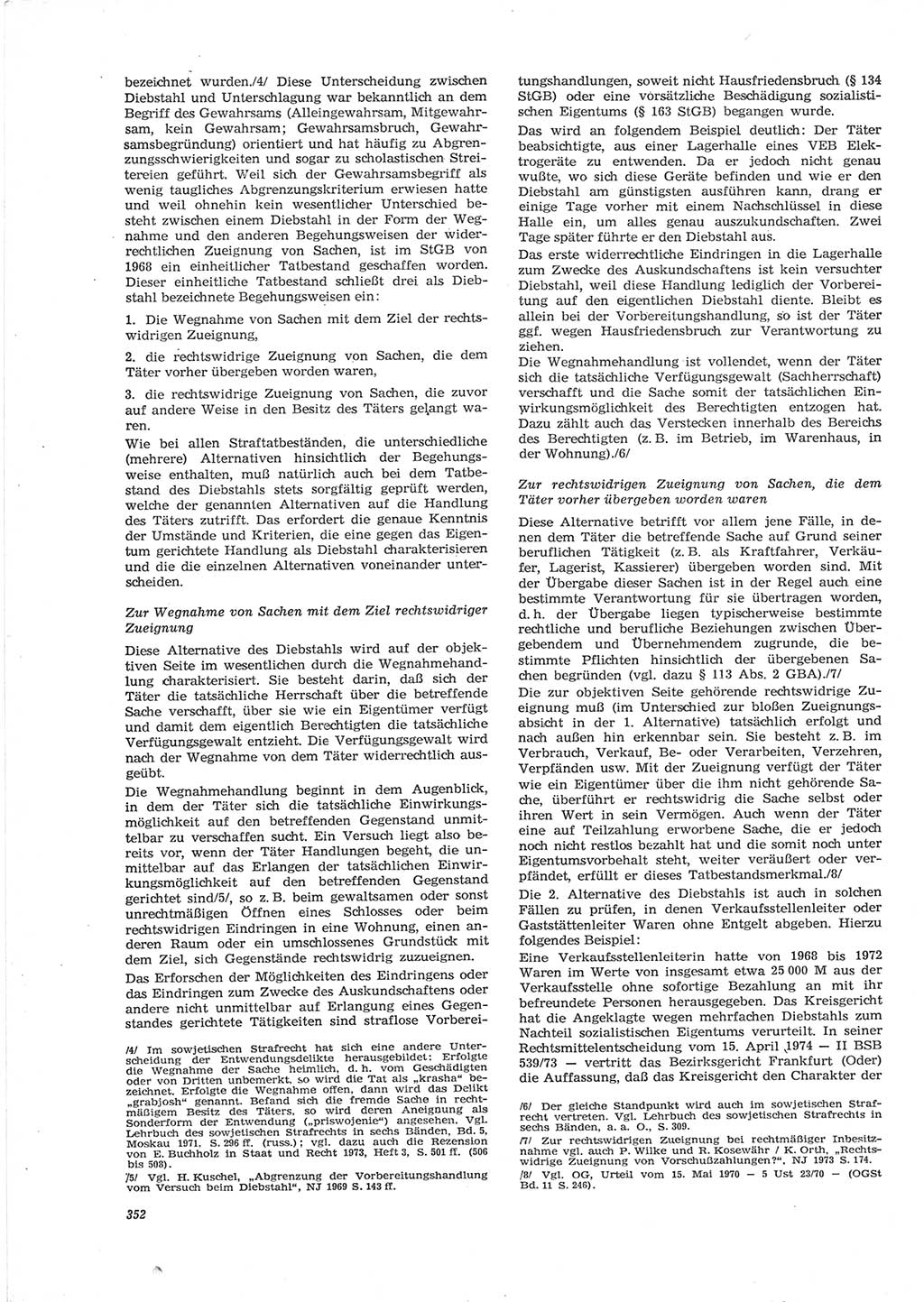 Neue Justiz (NJ), Zeitschrift für Recht und Rechtswissenschaft [Deutsche Demokratische Republik (DDR)], 28. Jahrgang 1974, Seite 352 (NJ DDR 1974, S. 352)