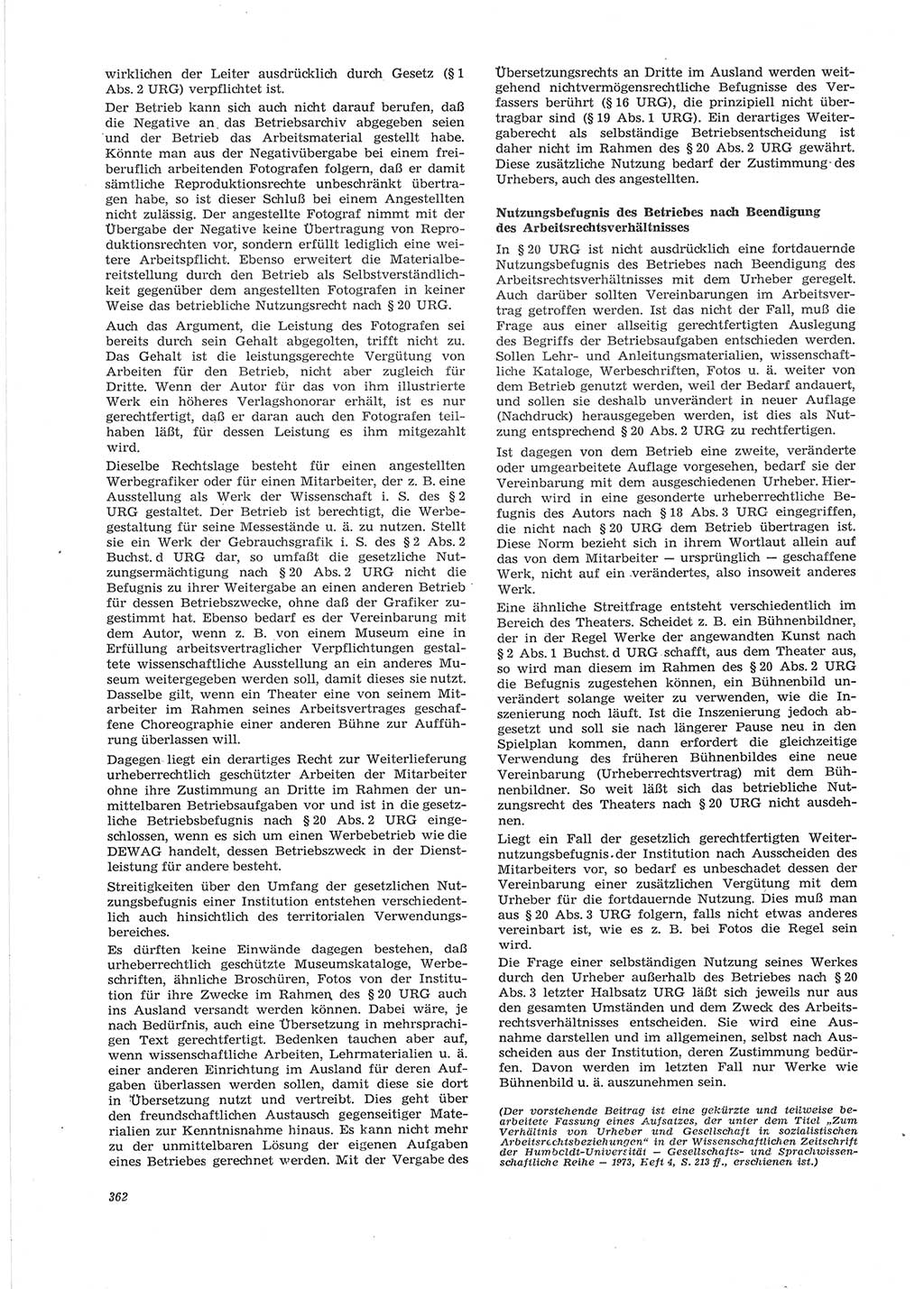 Neue Justiz (NJ), Zeitschrift für Recht und Rechtswissenschaft [Deutsche Demokratische Republik (DDR)], 28. Jahrgang 1974, Seite 362 (NJ DDR 1974, S. 362)