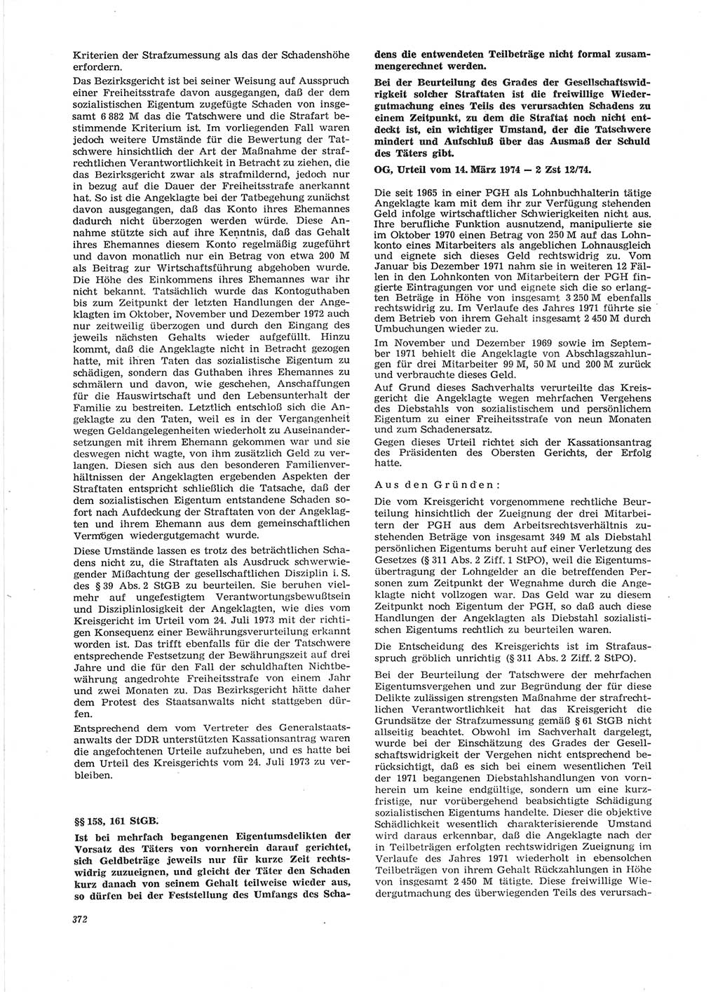 Neue Justiz (NJ), Zeitschrift für Recht und Rechtswissenschaft [Deutsche Demokratische Republik (DDR)], 28. Jahrgang 1974, Seite 372 (NJ DDR 1974, S. 372)