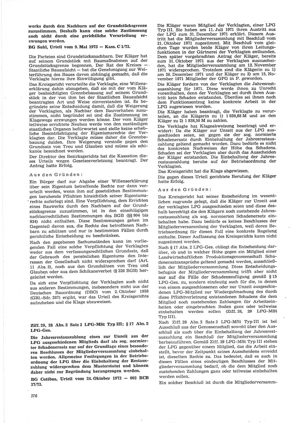 Neue Justiz (NJ), Zeitschrift für Recht und Rechtswissenschaft [Deutsche Demokratische Republik (DDR)], 28. Jahrgang 1974, Seite 376 (NJ DDR 1974, S. 376)