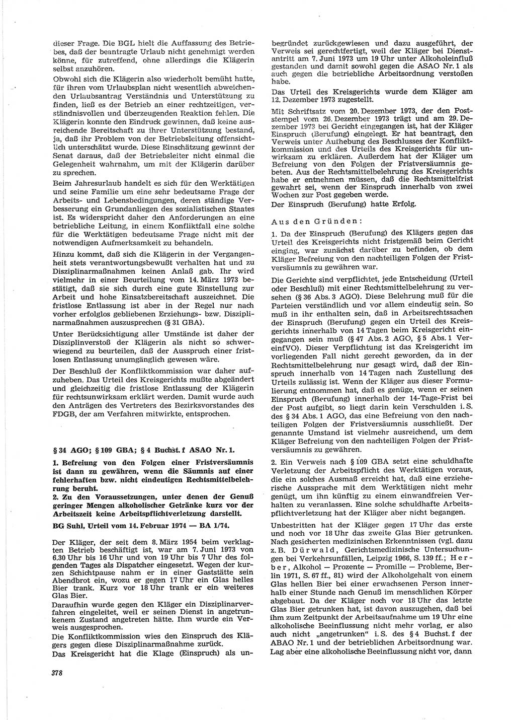 Neue Justiz (NJ), Zeitschrift für Recht und Rechtswissenschaft [Deutsche Demokratische Republik (DDR)], 28. Jahrgang 1974, Seite 378 (NJ DDR 1974, S. 378)