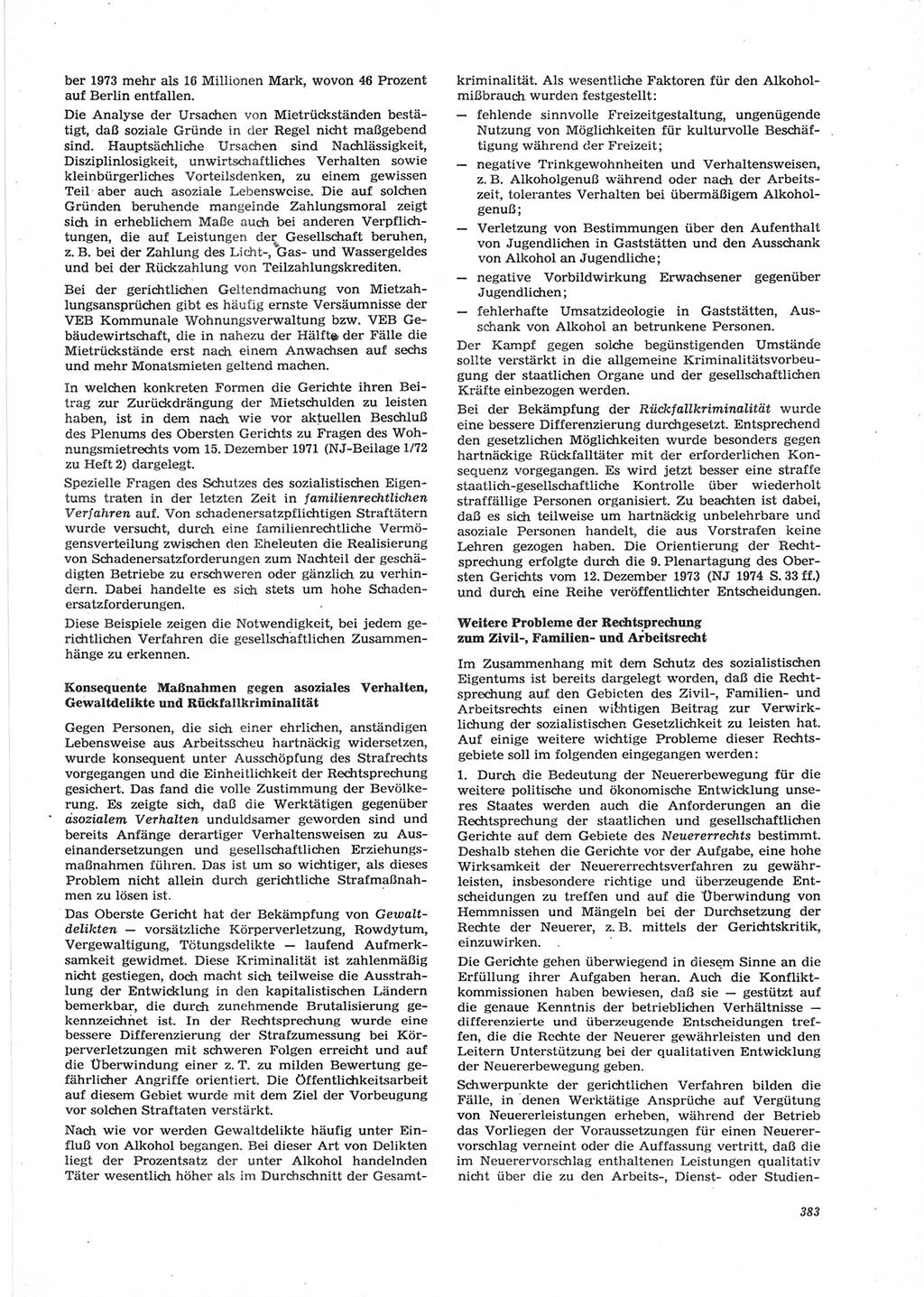 Neue Justiz (NJ), Zeitschrift für Recht und Rechtswissenschaft [Deutsche Demokratische Republik (DDR)], 28. Jahrgang 1974, Seite 383 (NJ DDR 1974, S. 383)