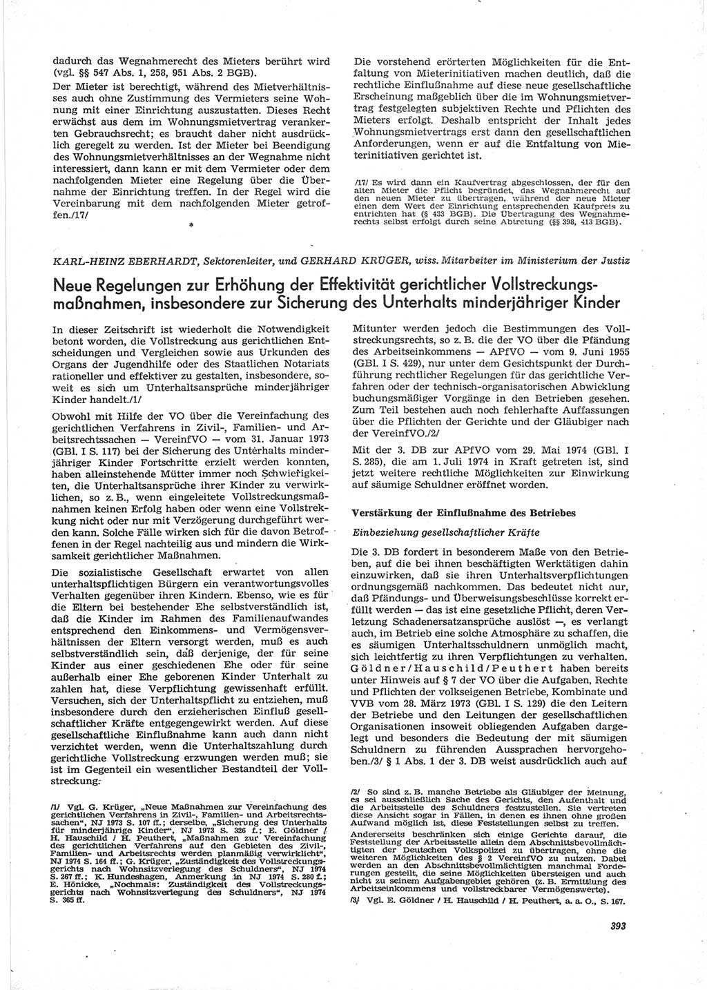 Neue Justiz (NJ), Zeitschrift für Recht und Rechtswissenschaft [Deutsche Demokratische Republik (DDR)], 28. Jahrgang 1974, Seite 393 (NJ DDR 1974, S. 393)