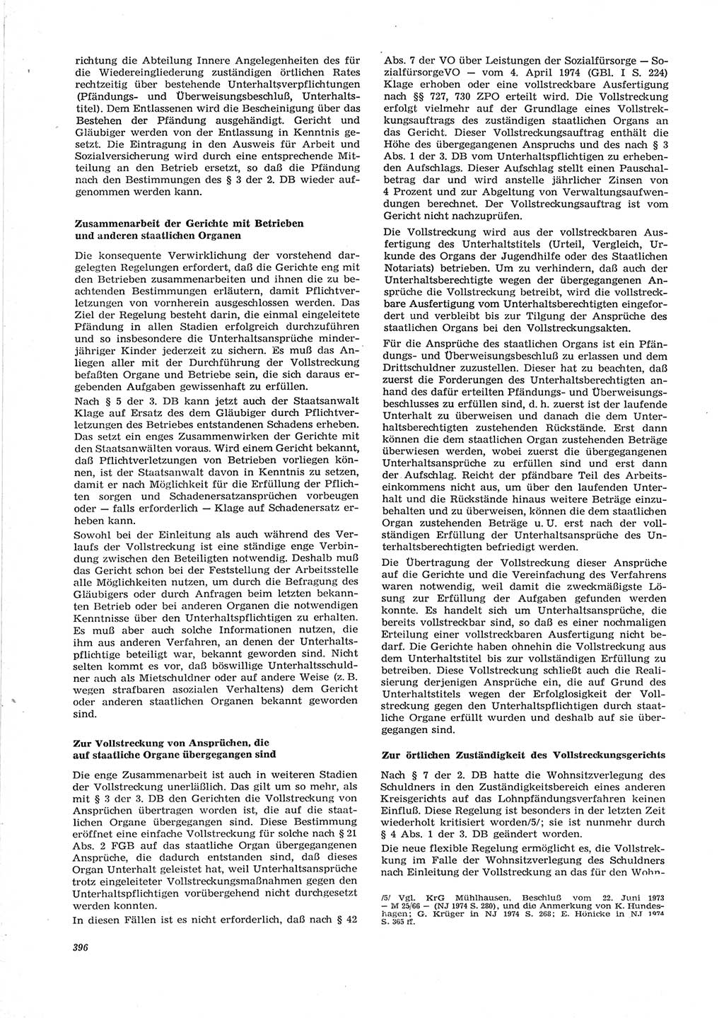 Neue Justiz (NJ), Zeitschrift für Recht und Rechtswissenschaft [Deutsche Demokratische Republik (DDR)], 28. Jahrgang 1974, Seite 396 (NJ DDR 1974, S. 396)