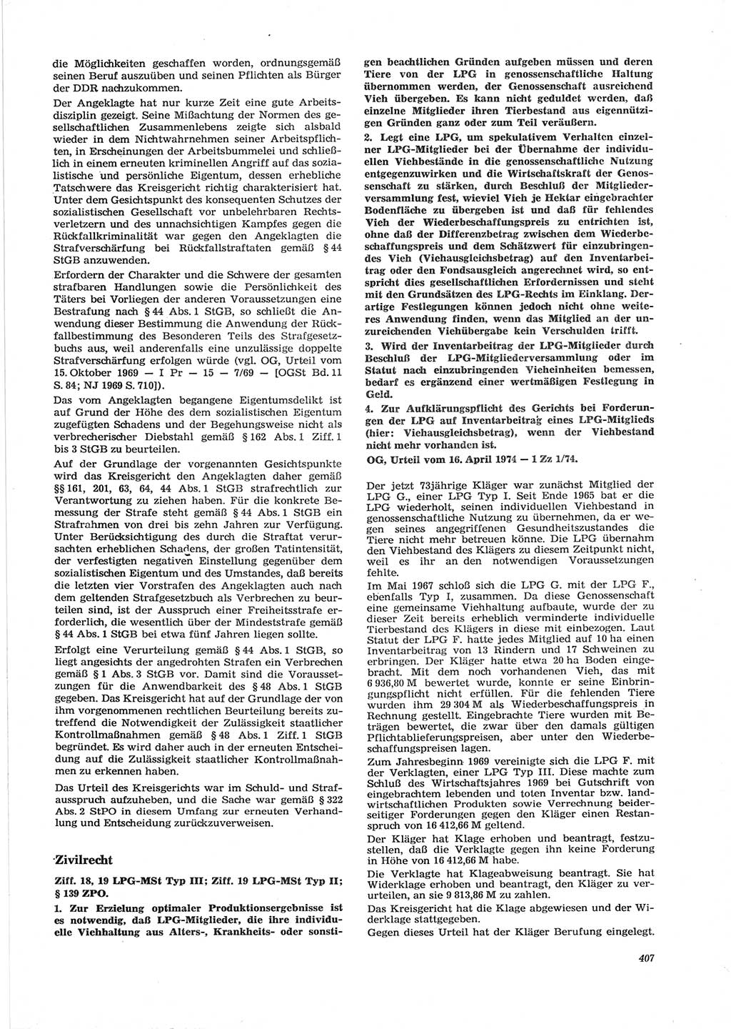 Neue Justiz (NJ), Zeitschrift für Recht und Rechtswissenschaft [Deutsche Demokratische Republik (DDR)], 28. Jahrgang 1974, Seite 407 (NJ DDR 1974, S. 407)