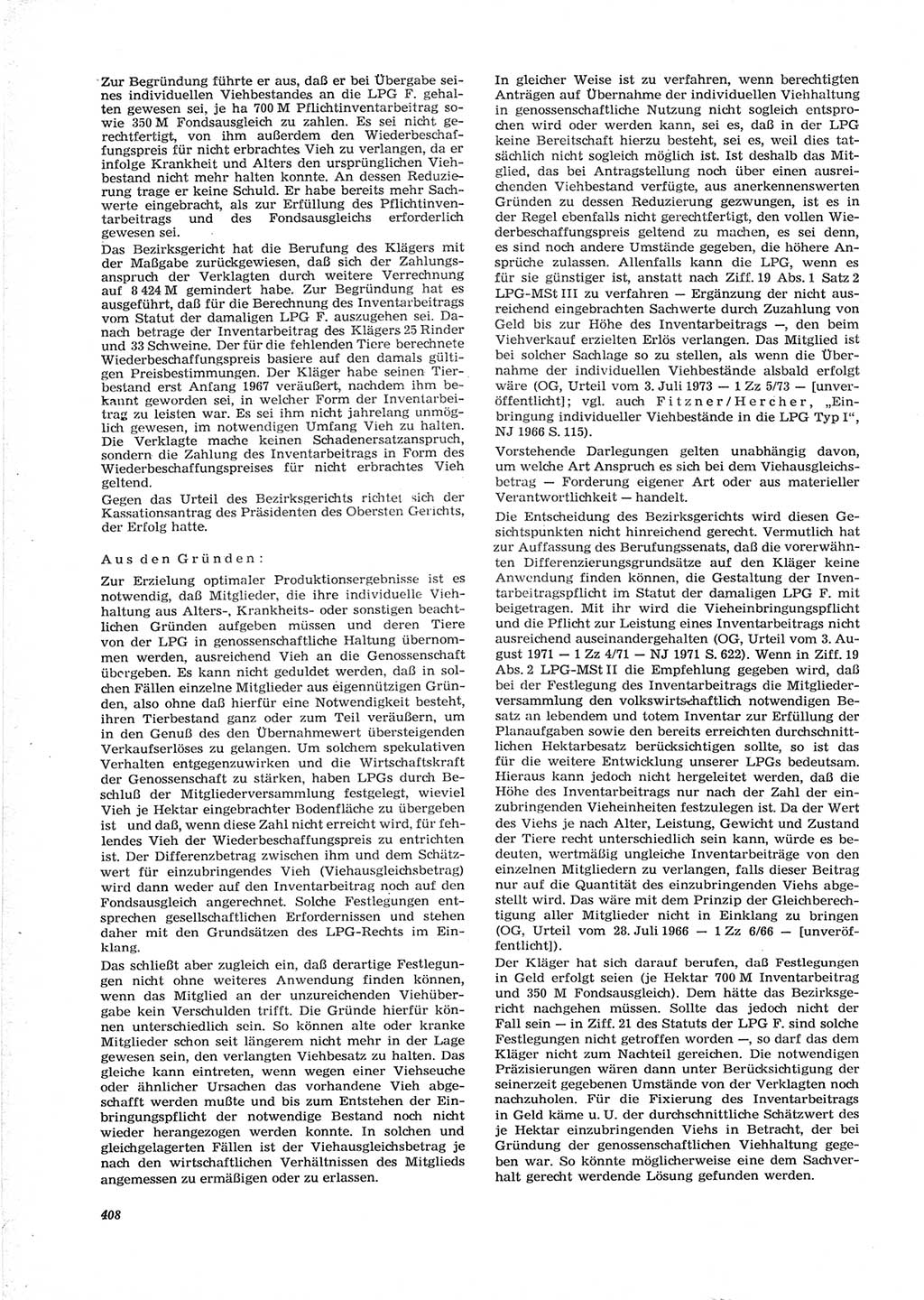 Neue Justiz (NJ), Zeitschrift für Recht und Rechtswissenschaft [Deutsche Demokratische Republik (DDR)], 28. Jahrgang 1974, Seite 408 (NJ DDR 1974, S. 408)