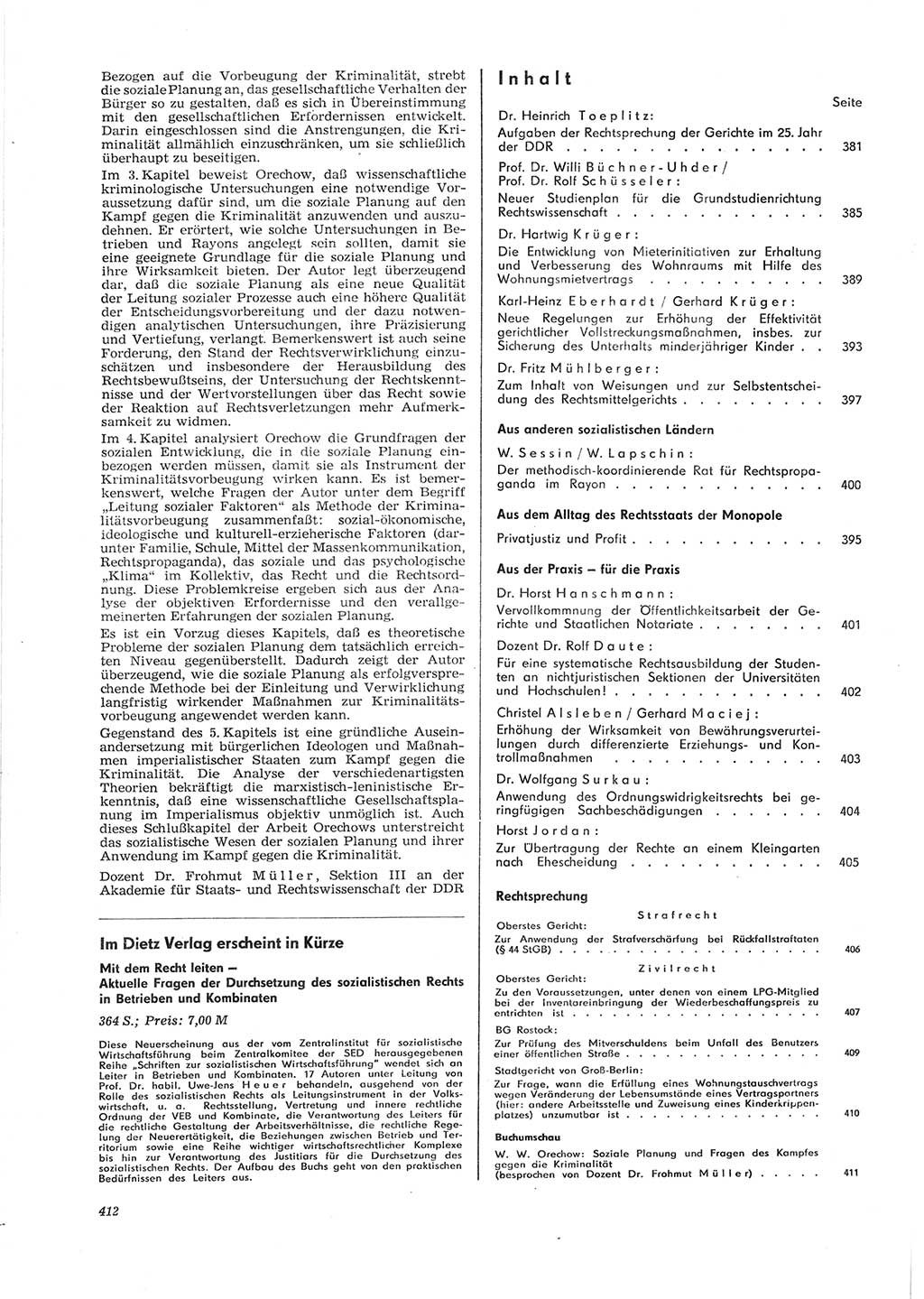 Neue Justiz (NJ), Zeitschrift für Recht und Rechtswissenschaft [Deutsche Demokratische Republik (DDR)], 28. Jahrgang 1974, Seite 412 (NJ DDR 1974, S. 412)