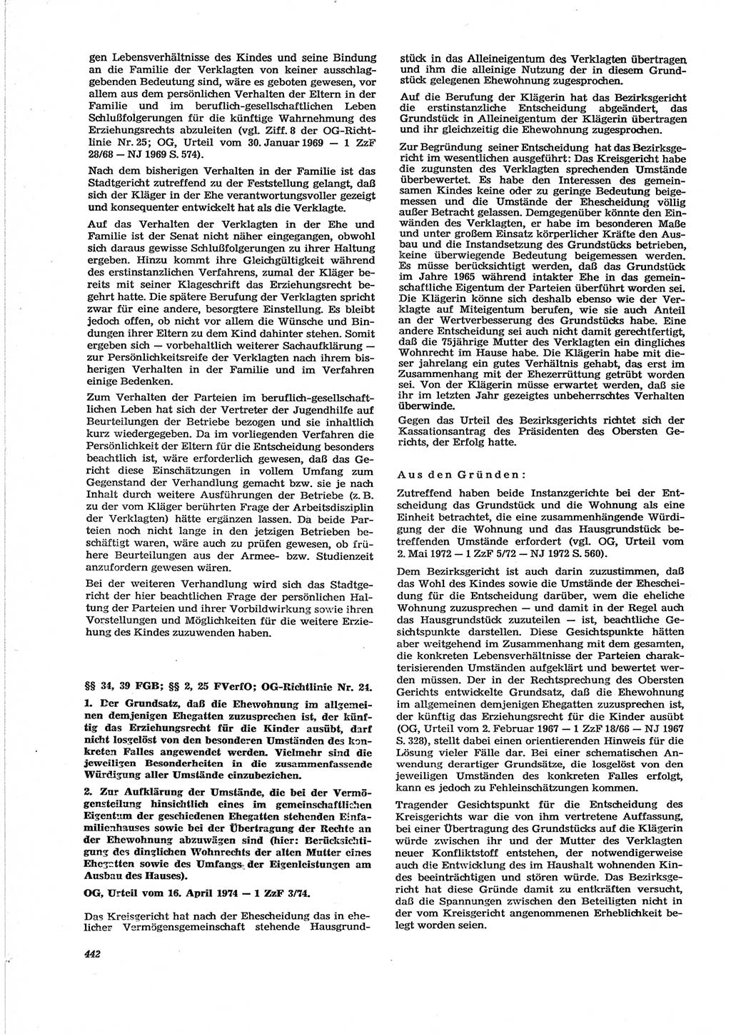 Neue Justiz (NJ), Zeitschrift für Recht und Rechtswissenschaft [Deutsche Demokratische Republik (DDR)], 28. Jahrgang 1974, Seite 442 (NJ DDR 1974, S. 442)