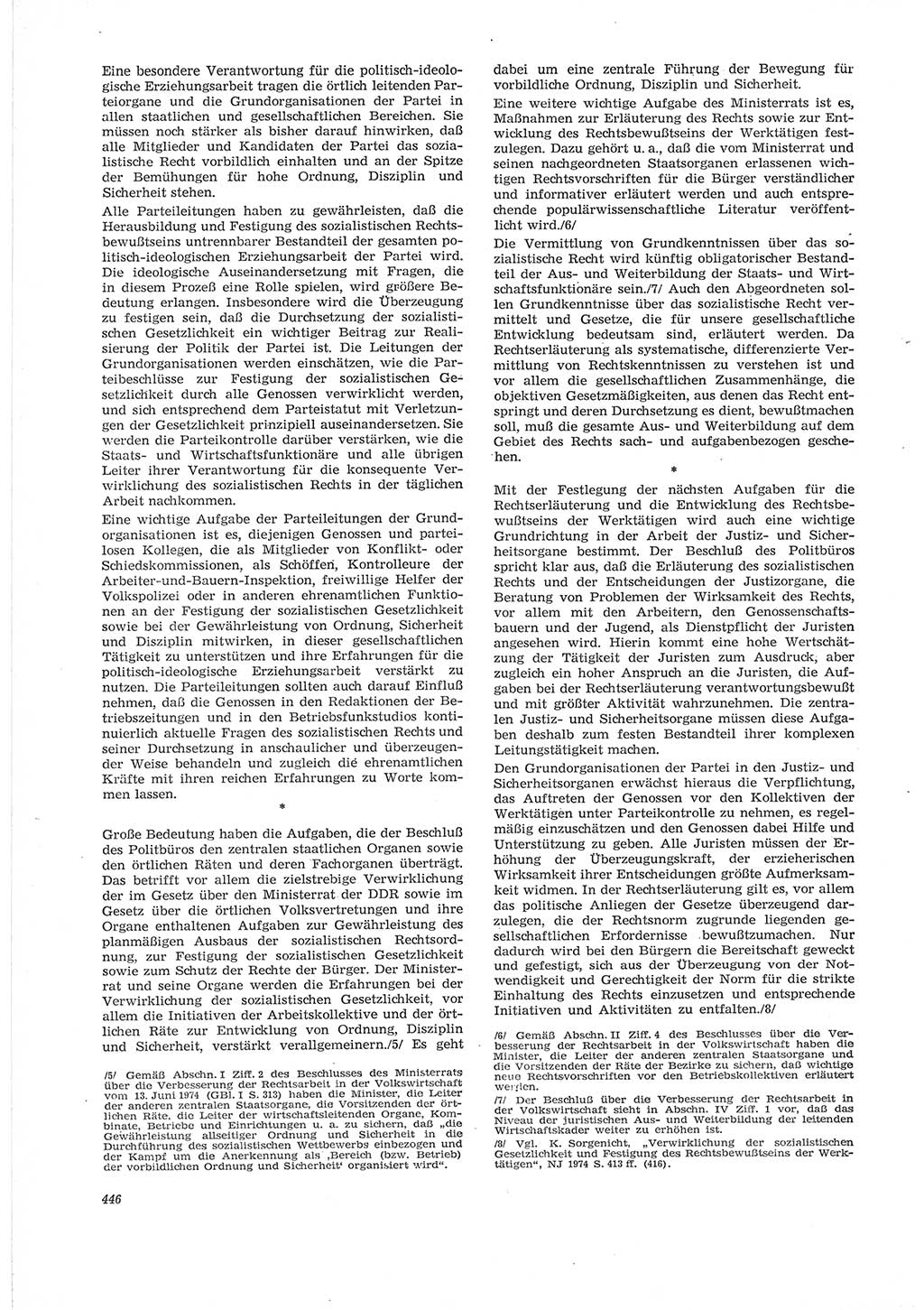 Neue Justiz (NJ), Zeitschrift für Recht und Rechtswissenschaft [Deutsche Demokratische Republik (DDR)], 28. Jahrgang 1974, Seite 446 (NJ DDR 1974, S. 446)