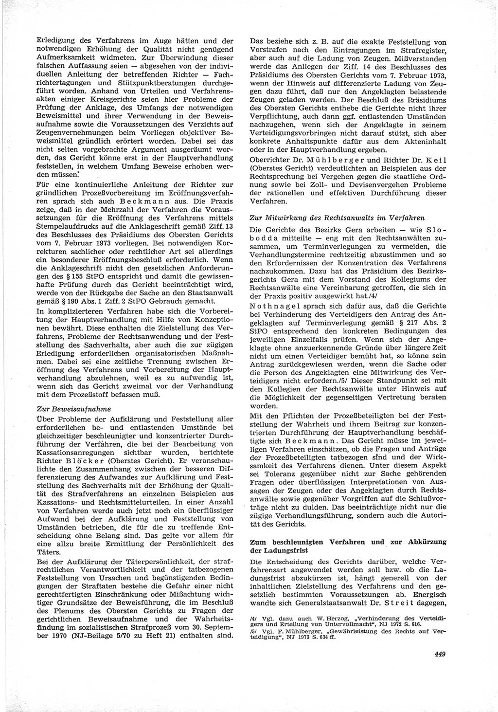 Neue Justiz (NJ), Zeitschrift für Recht und Rechtswissenschaft [Deutsche Demokratische Republik (DDR)], 28. Jahrgang 1974, Seite 449 (NJ DDR 1974, S. 449)