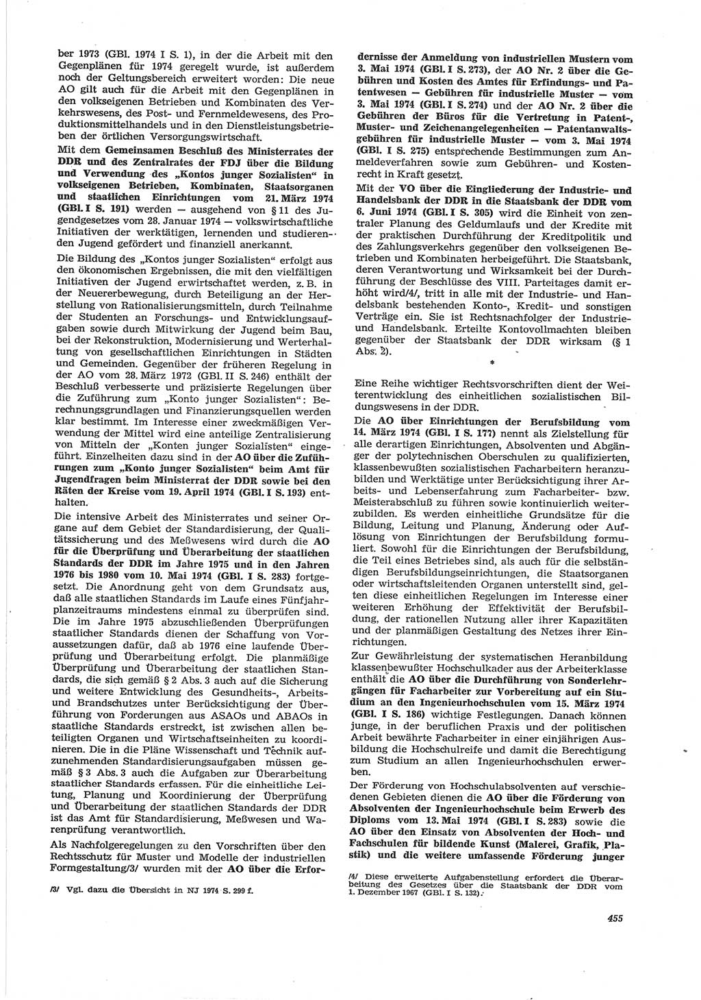 Neue Justiz (NJ), Zeitschrift für Recht und Rechtswissenschaft [Deutsche Demokratische Republik (DDR)], 28. Jahrgang 1974, Seite 455 (NJ DDR 1974, S. 455)