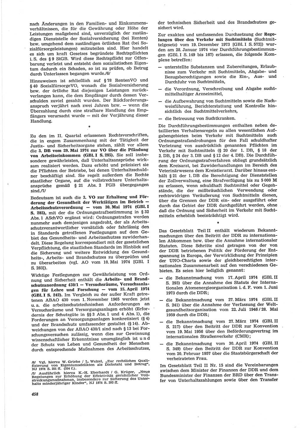 Neue Justiz (NJ), Zeitschrift für Recht und Rechtswissenschaft [Deutsche Demokratische Republik (DDR)], 28. Jahrgang 1974, Seite 458 (NJ DDR 1974, S. 458)