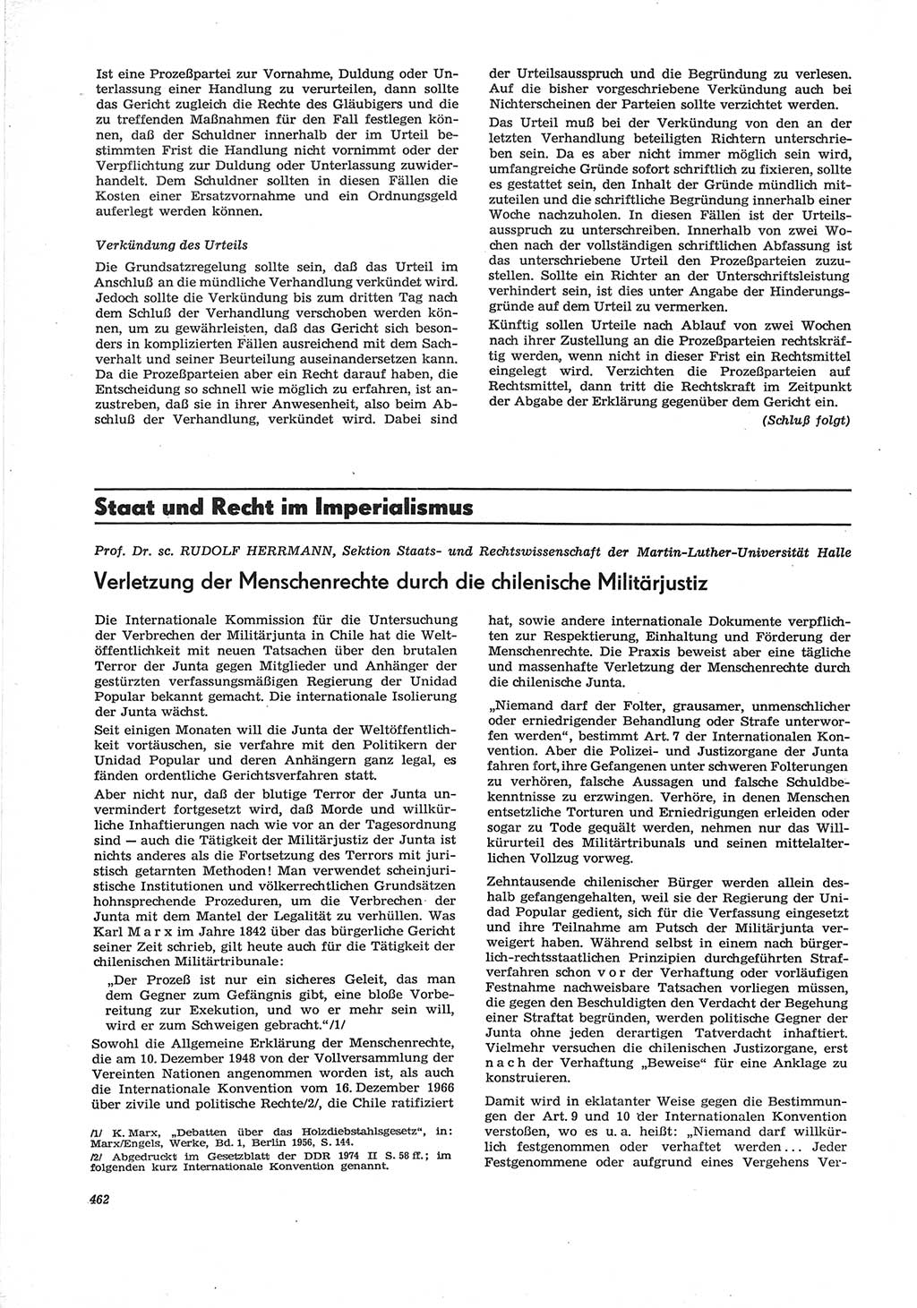 Neue Justiz (NJ), Zeitschrift für Recht und Rechtswissenschaft [Deutsche Demokratische Republik (DDR)], 28. Jahrgang 1974, Seite 462 (NJ DDR 1974, S. 462)