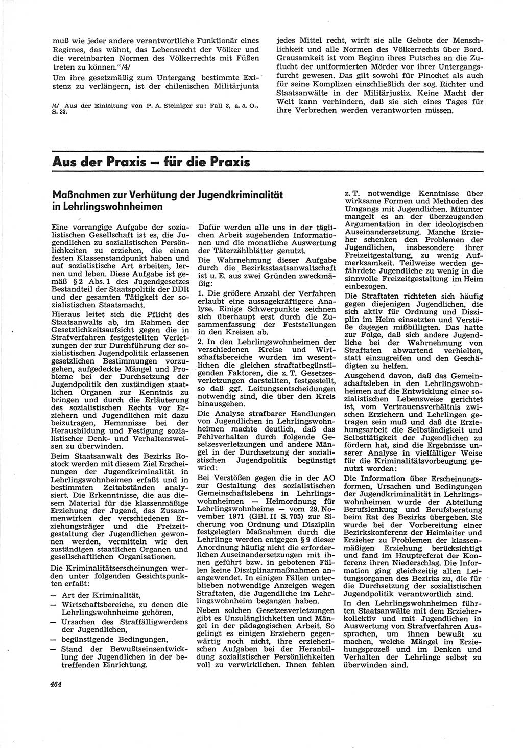 Neue Justiz (NJ), Zeitschrift für Recht und Rechtswissenschaft [Deutsche Demokratische Republik (DDR)], 28. Jahrgang 1974, Seite 464 (NJ DDR 1974, S. 464)